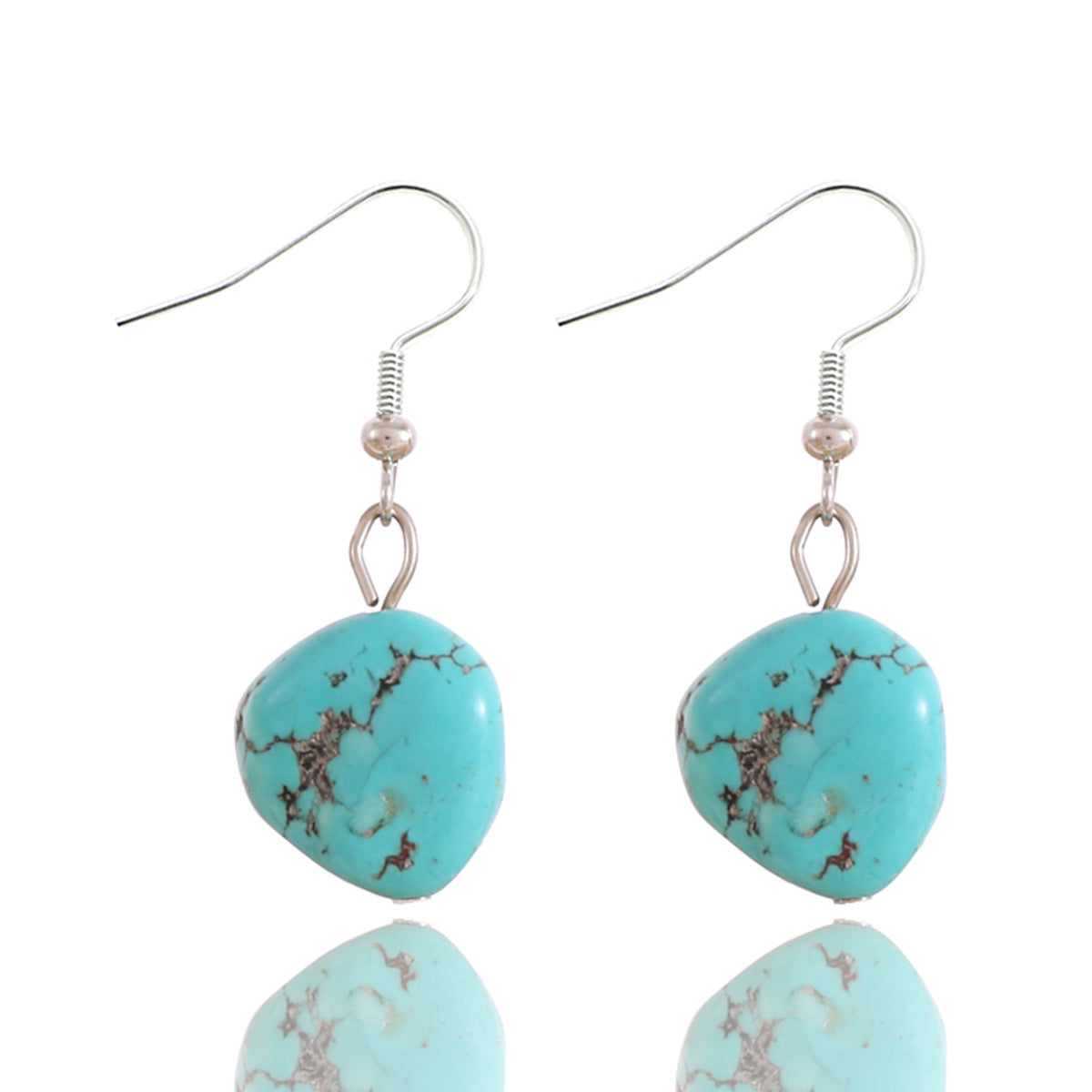 Wholesale Turquoise Alloy Feather Earrings