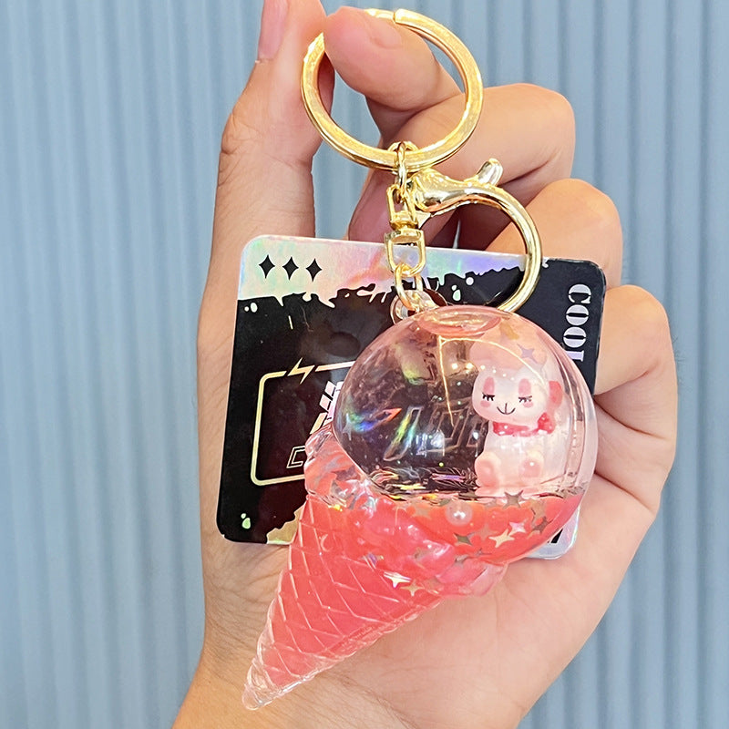 Wholesale Acrylic Ice Cream Quicksand Bottle Keychain