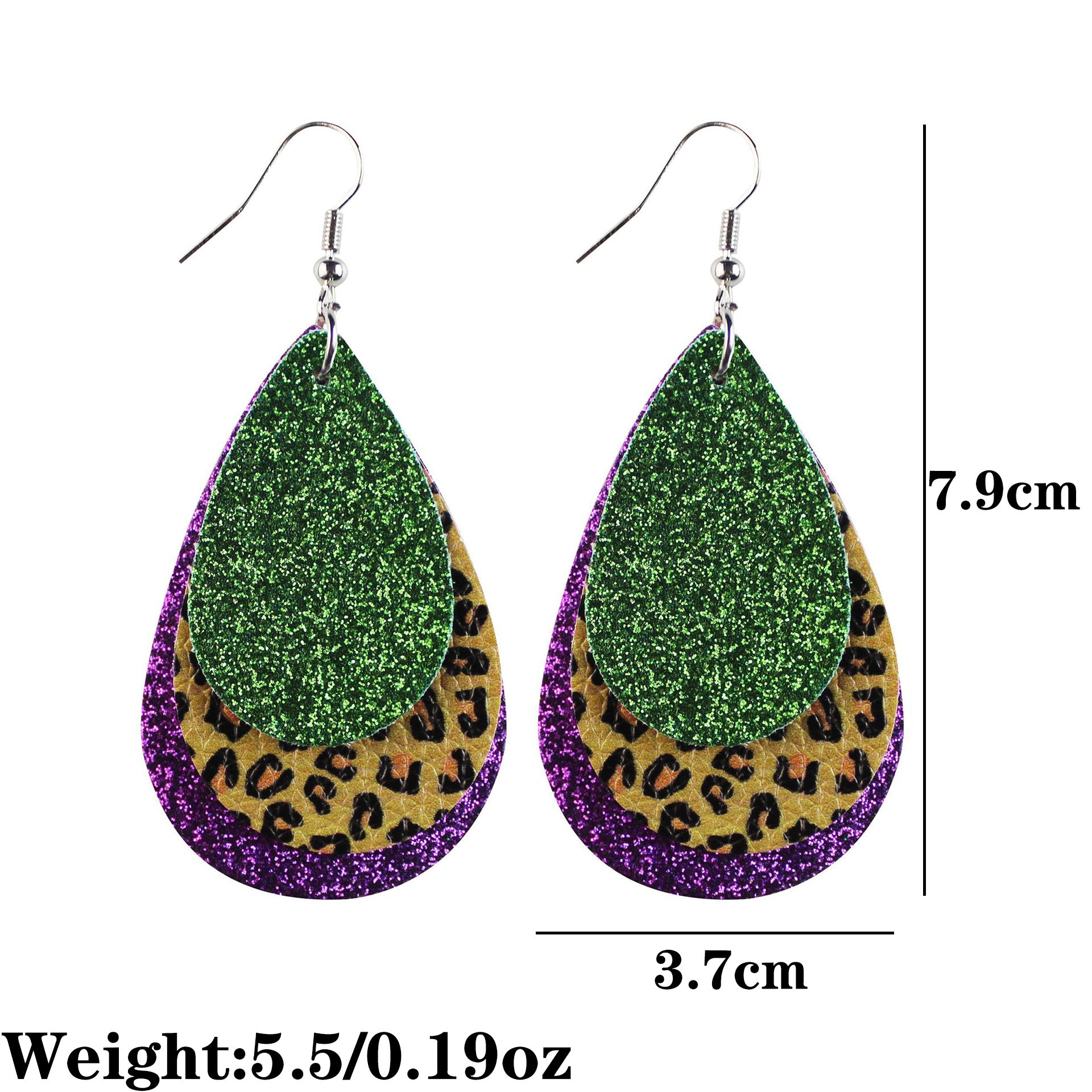 Wholesale Carnival Multi-layered Leaf  Mardi Gras Earrings