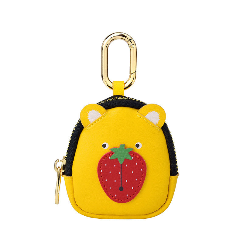 Wholesale Strawberry Bear Mini Wallet Leather Keychain