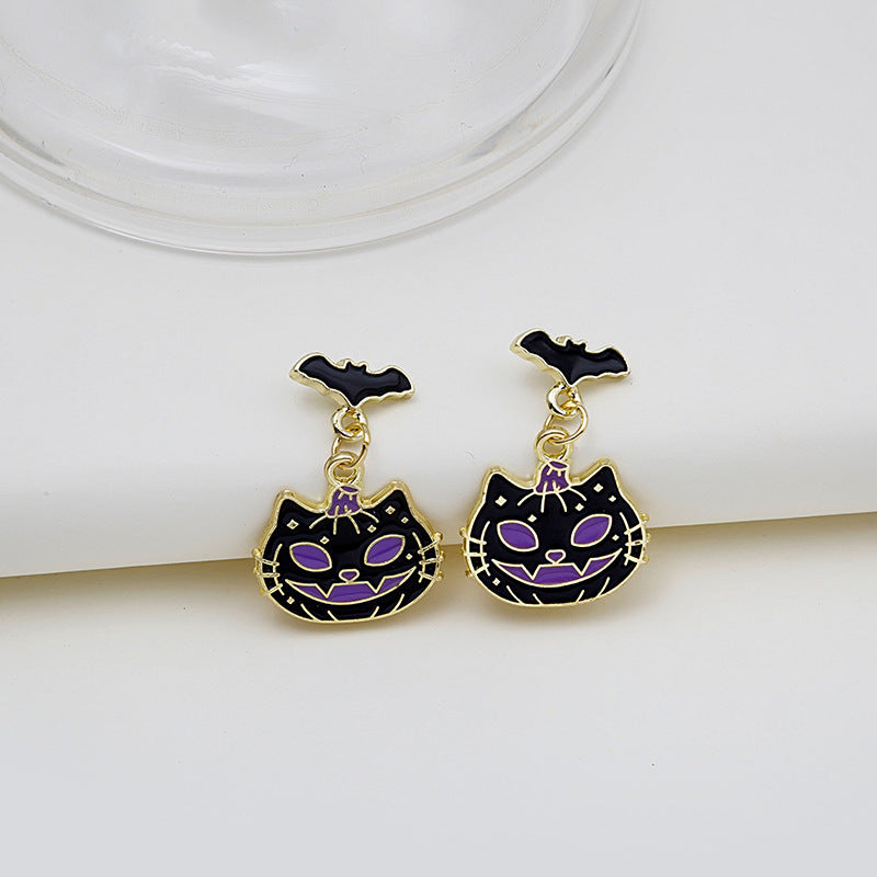 Wholesale Halloween Funny Exaggerated Skull Ghost Cross Earrings