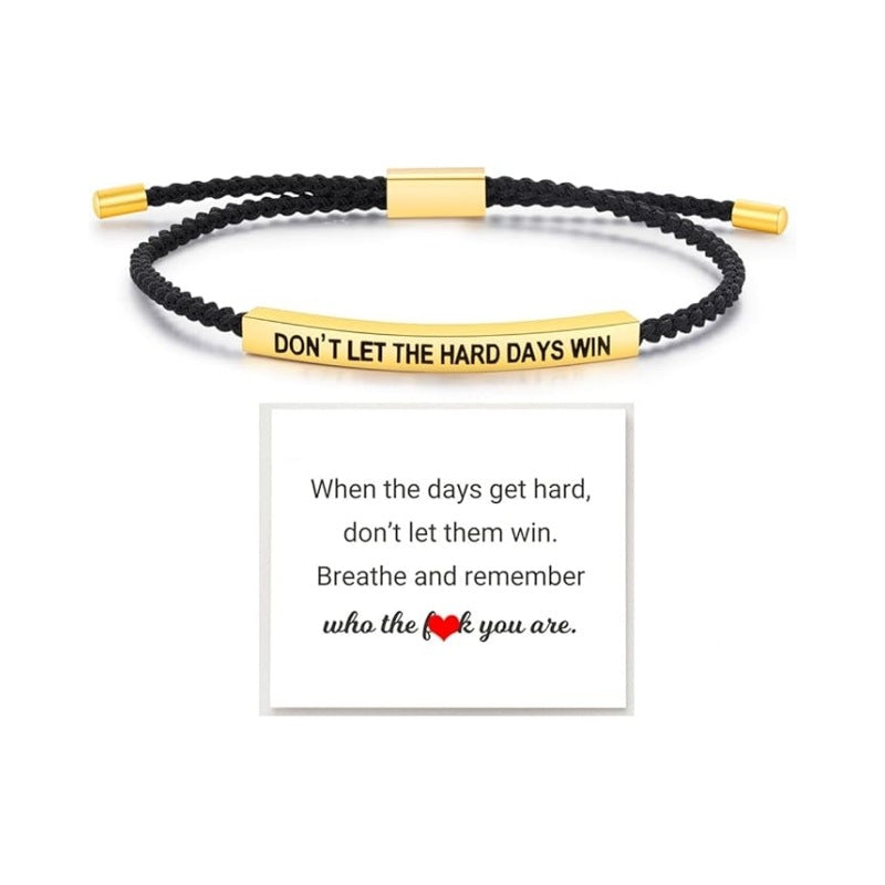 Wholesale Stainless steel bent tube inspirational text adjustable woven bracelet