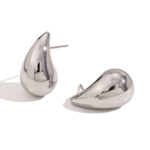 Wholesale Gold micro-inlaid geometric hollow crescent Stainless Steel Earrings