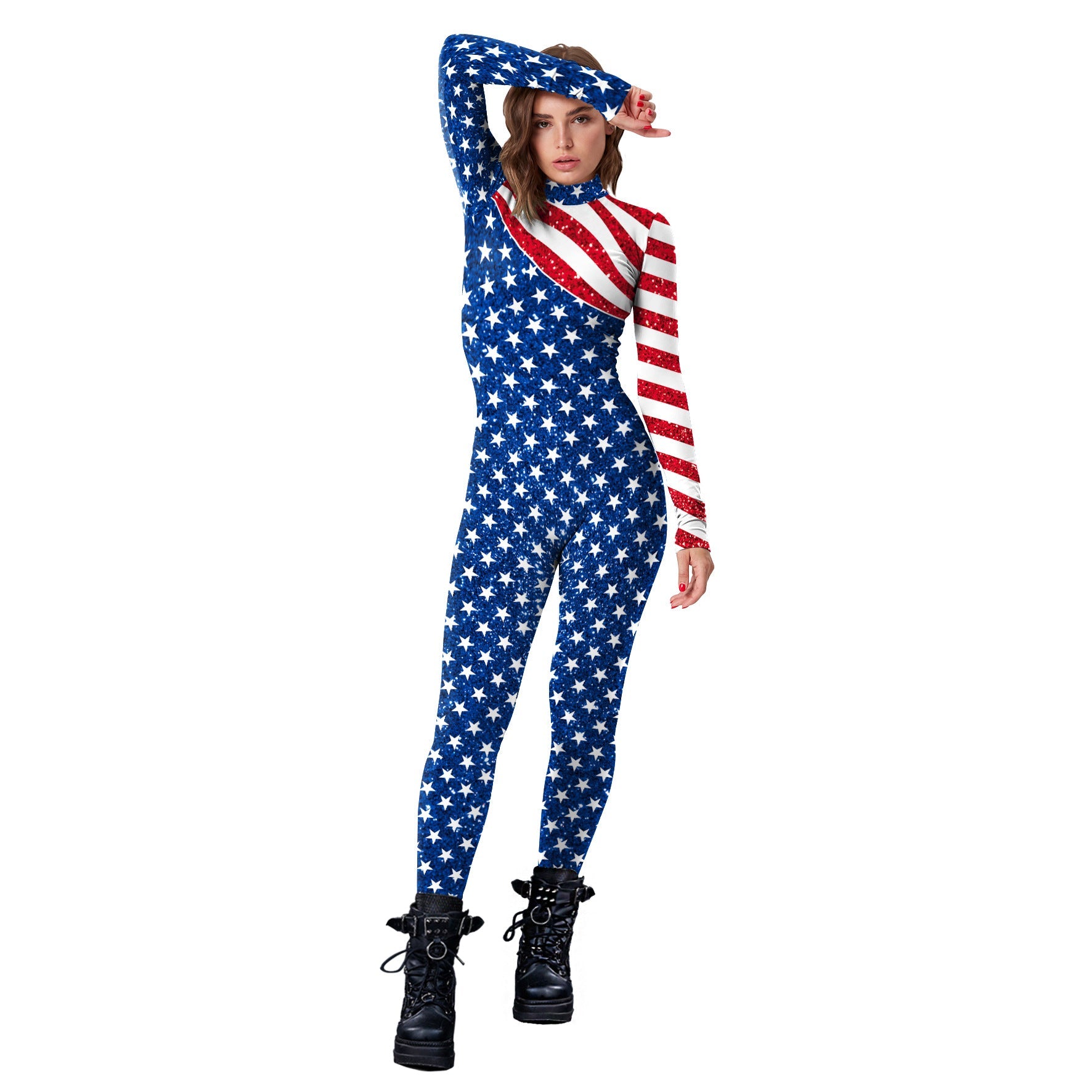 Wholesale Independence Day Tie Dye Bodysuit Digital Printing Festive Bodysuit