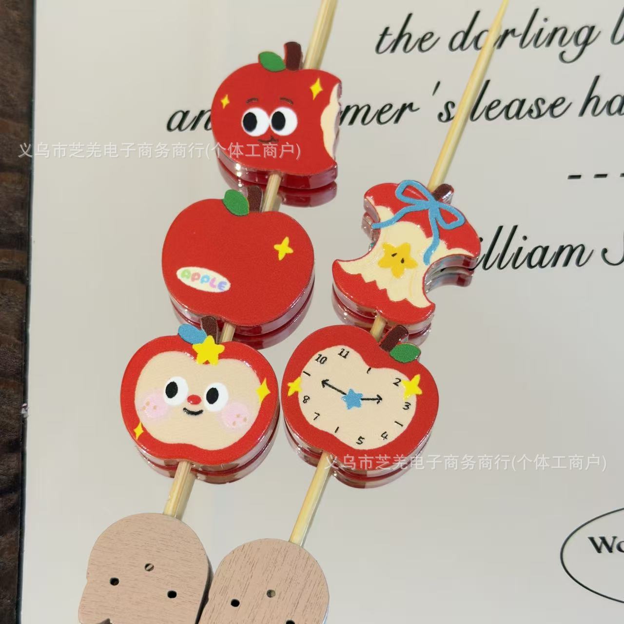 Wholesale 10pcs Apple Alarm Clock Board Embossed Acrylic Beads