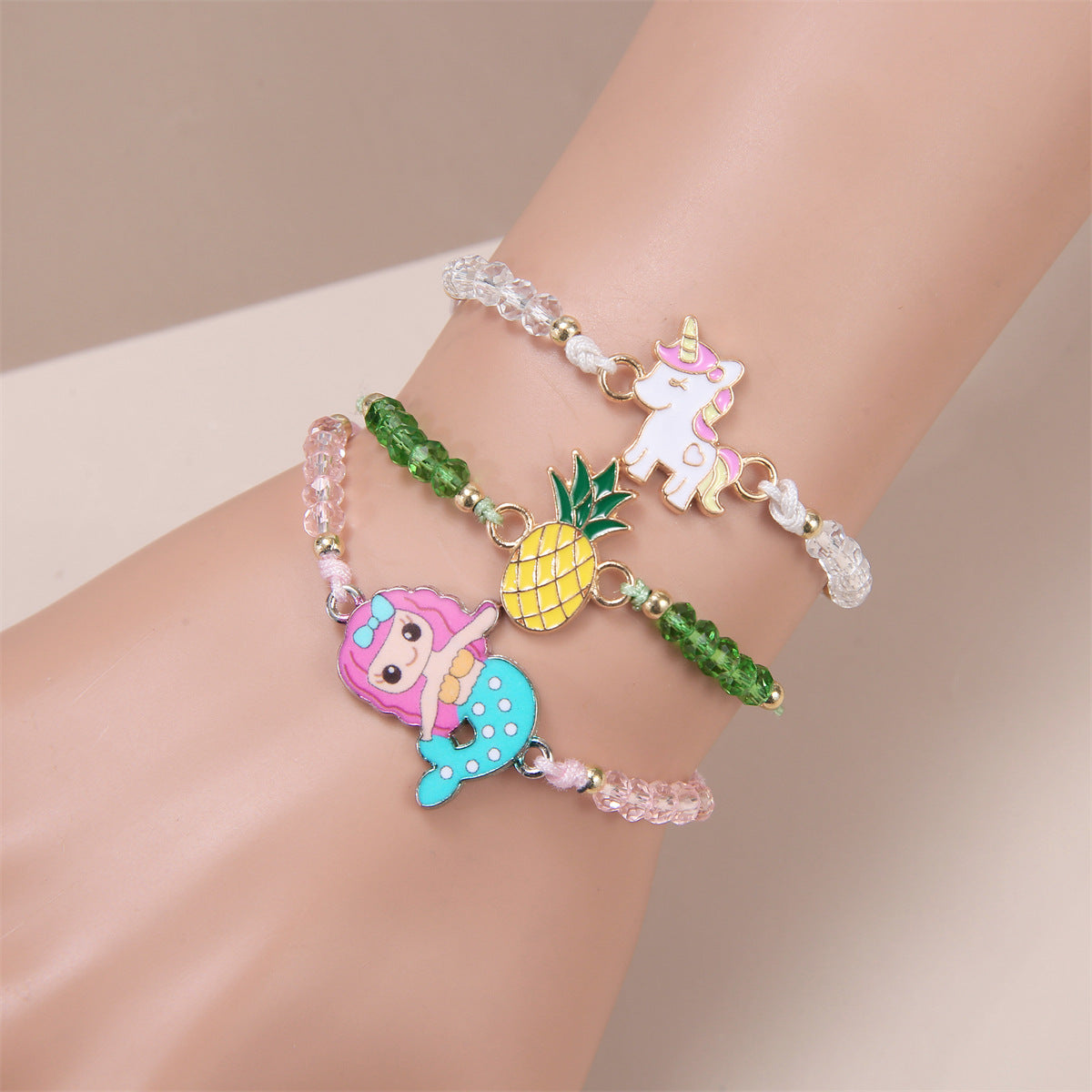 Wholesale Rainbow Unicorn Kids Woven Bracelet
