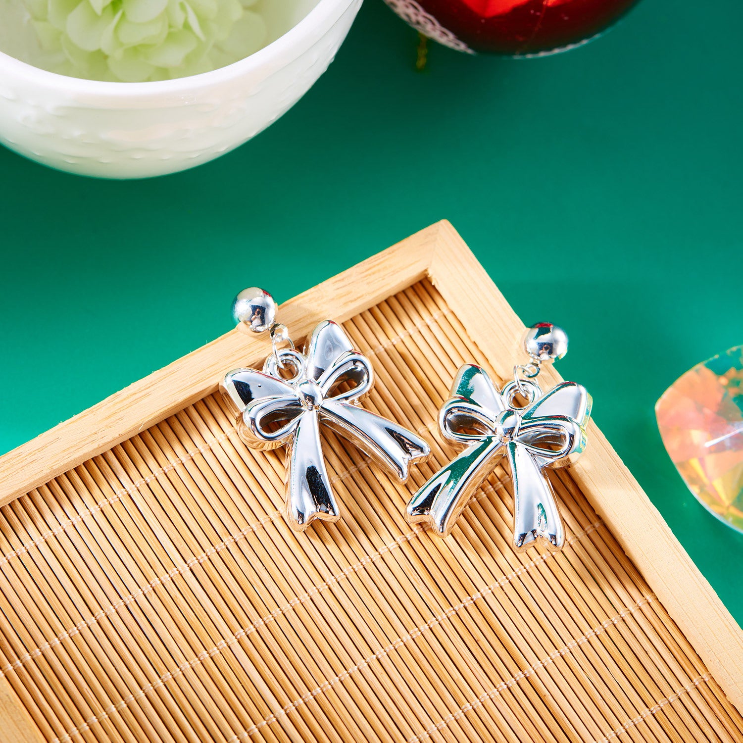 Wholesale Colorful geometric Christmas earrings triangle earrings