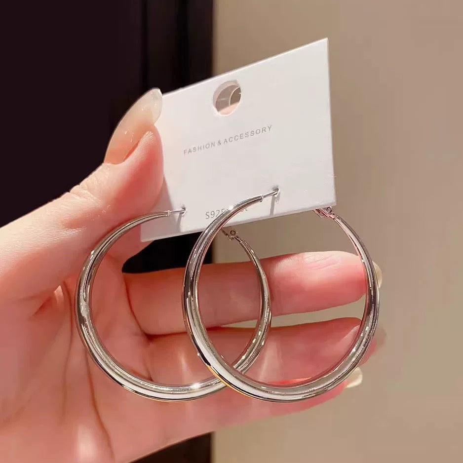 Wholesale Silver plain hoop earrings metal hoop earrings