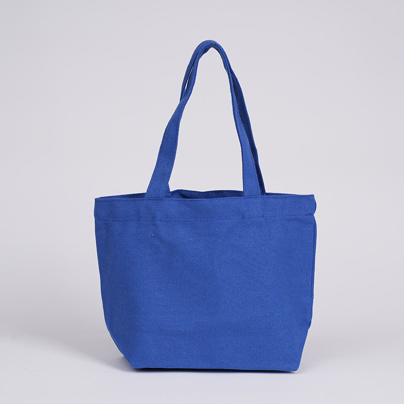 Wholesale 12 color cotton in stock canvas bag cute portable small cloth bag logo hand gift cotton bag