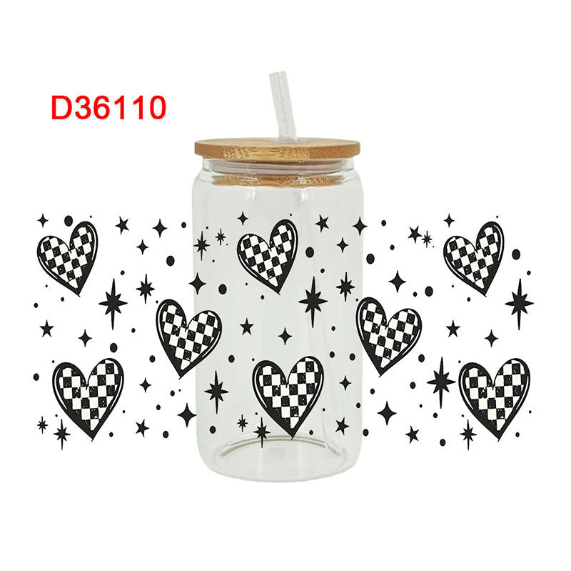 Wholesale UV transfer sticker glass cup crystal label crystal sticker 16OZ UV DTF WRAPS