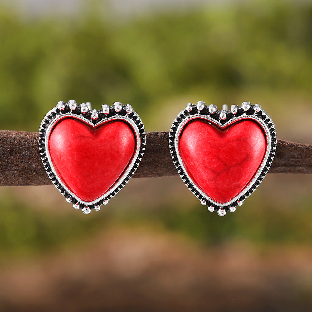 Wholesale Heart-shaped turquoise earrings