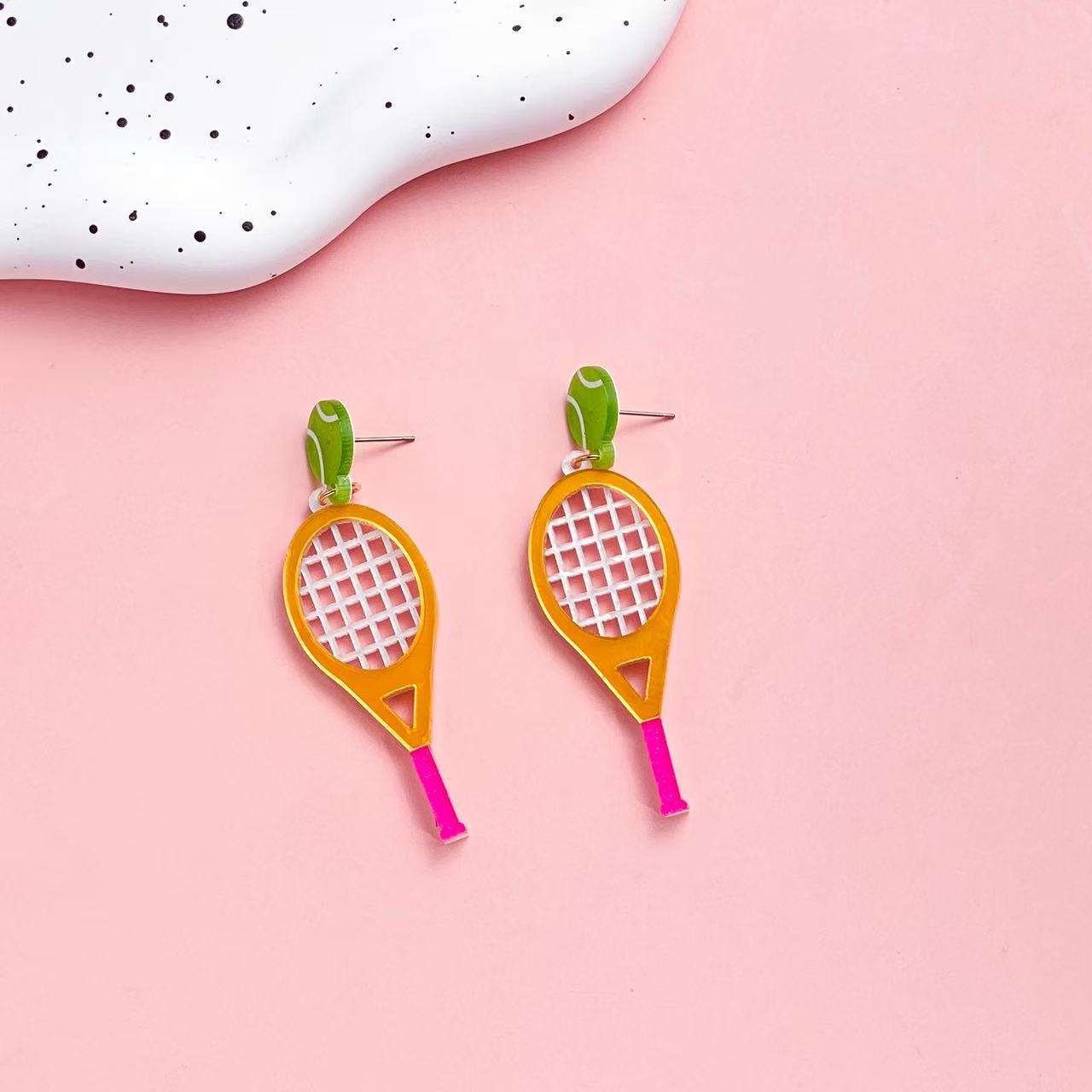Wholesale Creative Baseball Tennis Acrylic Earrings