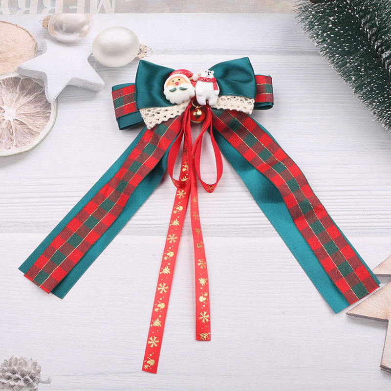 Wholesale Christmas Children's Bow Fabric Hairpins