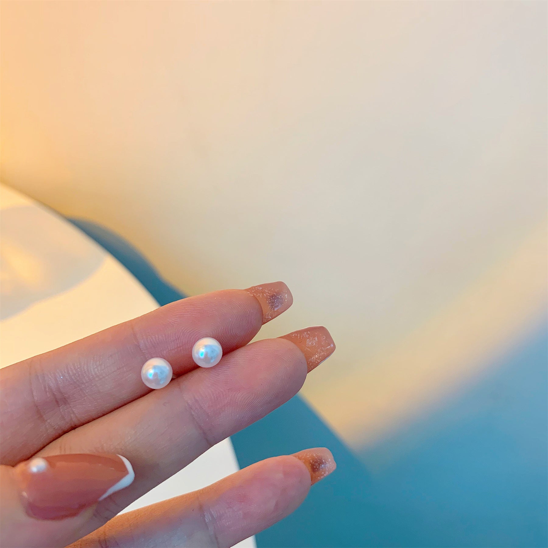 Wholesale S925 Silver Needle 4-6mm Mini Pearl Sweet Charm Simple Bean Earrings