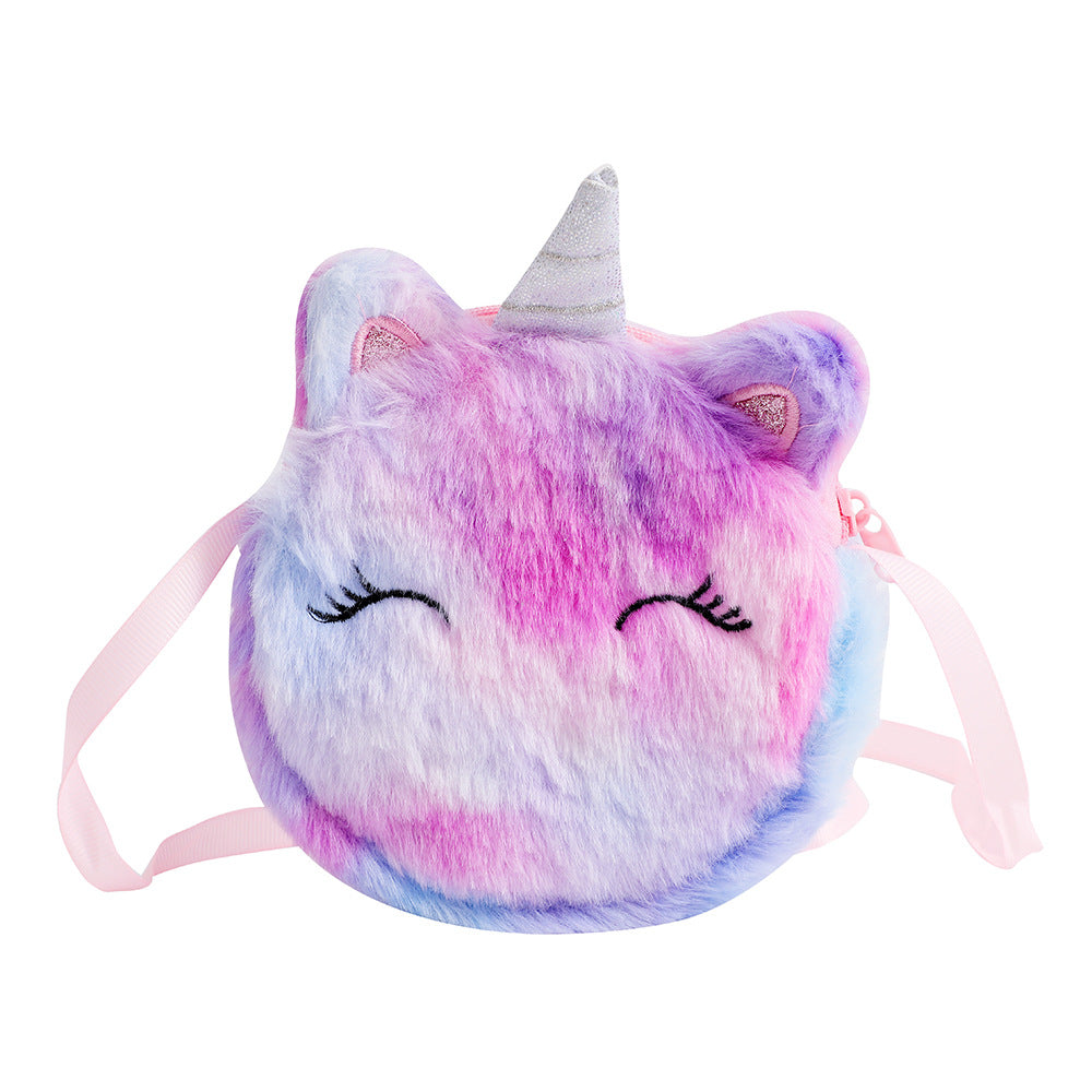 Wholesale Cartoon Plush Unicorn Round Cute Coin Purse