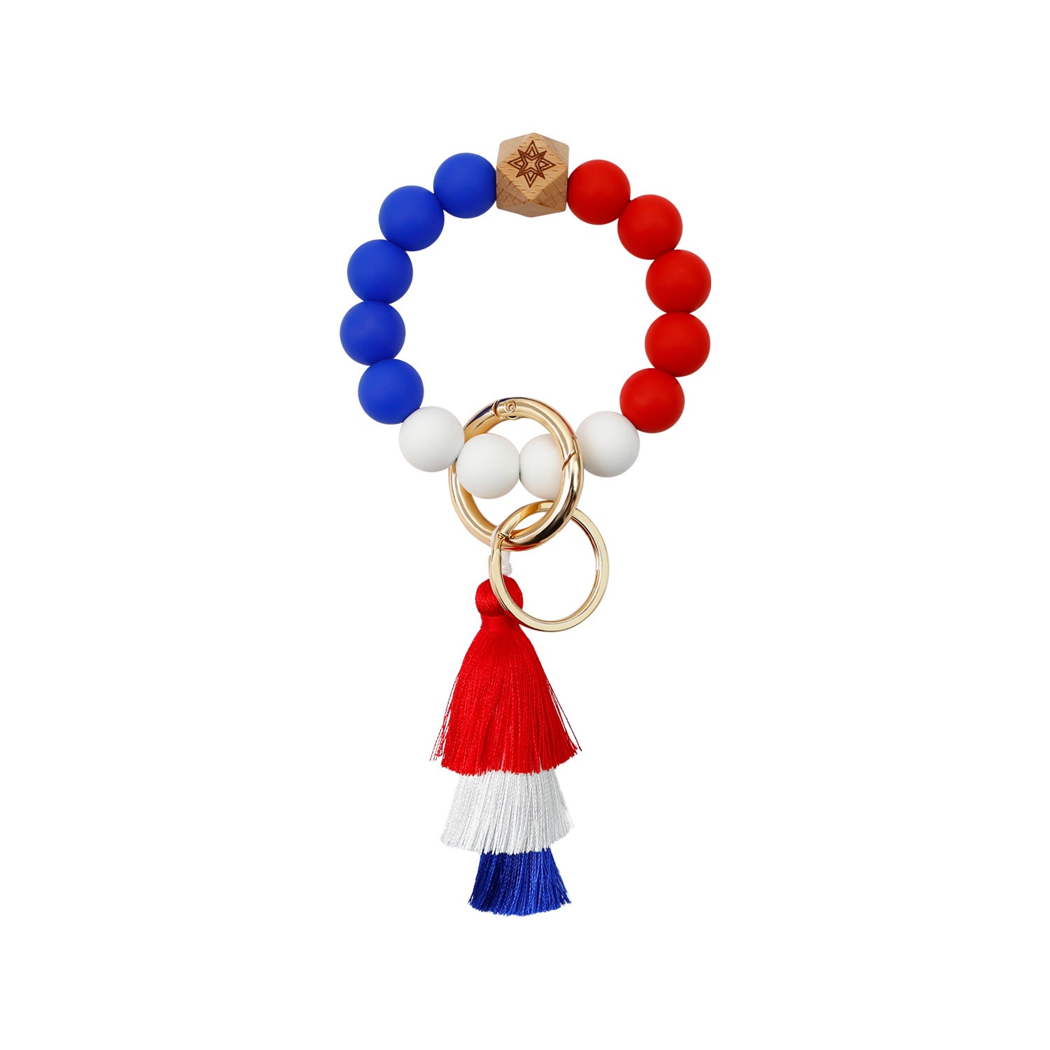 Wholesale Silicone Independence Day Tassel Wrist Keychain