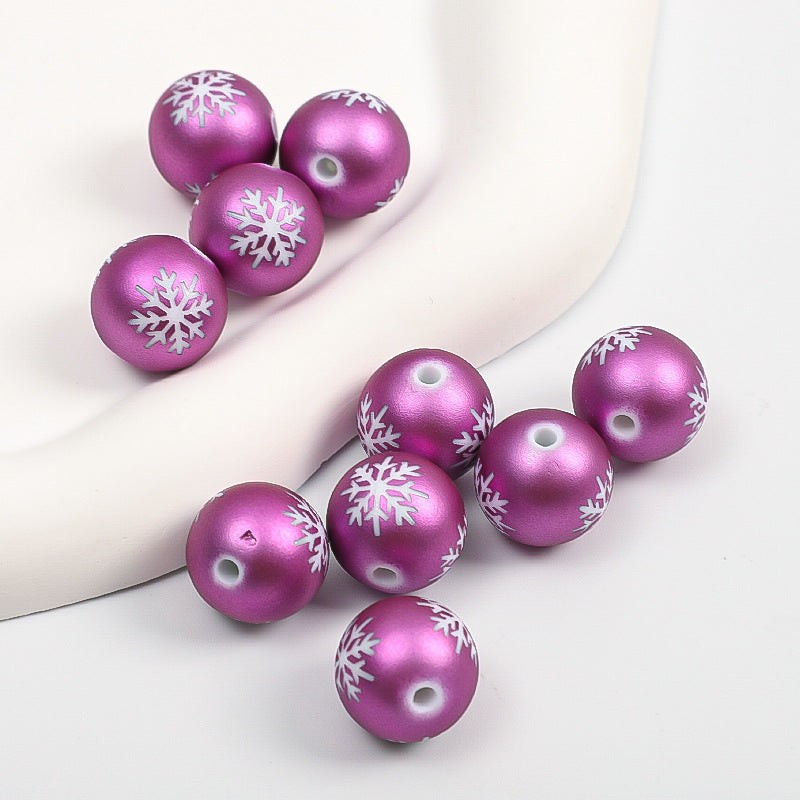 Wholesale Random 100pcs/pack   Acrylic frosted textured paint snowflake Christmas colored Acrylic Beads