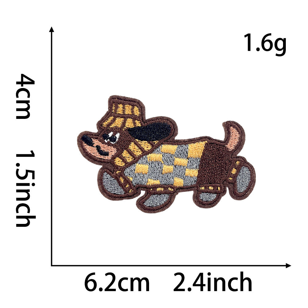 Wholesale Embroidered Self Adhesive Dachshund Dog Patch Set Cute Cartoon Design For Coats DIY Fashion Accessory