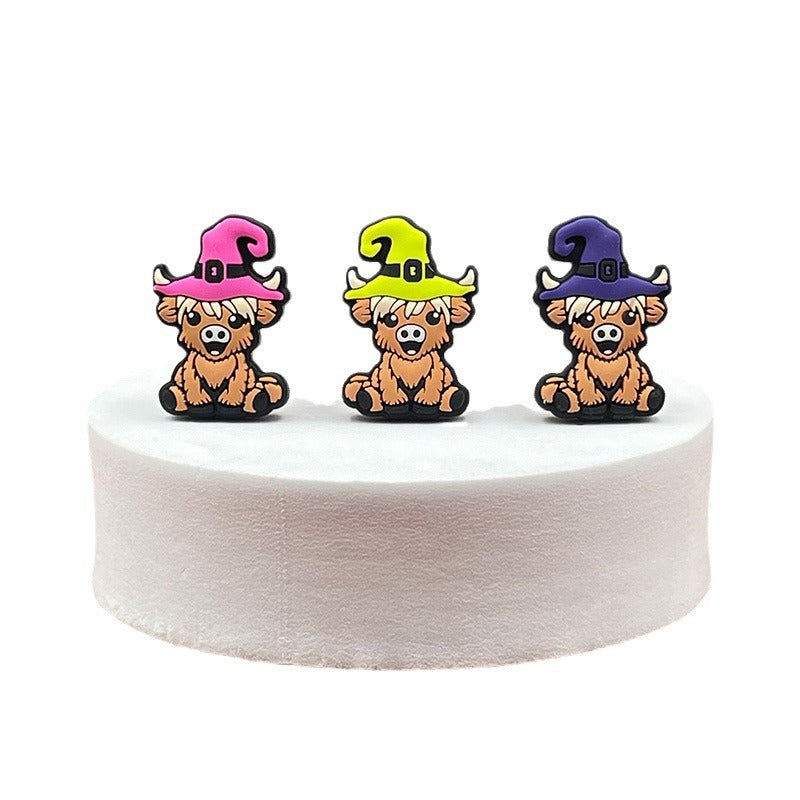 Wholesale 20pcs Halloween Highland Cow Silicone Beads