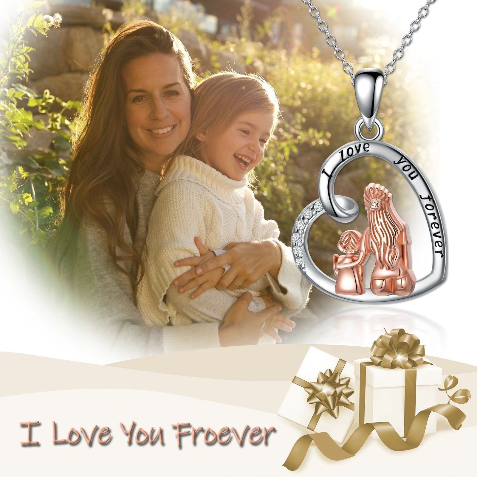 Wholesale Heart Shaped Mother's Day Mother and Daughter Necklace