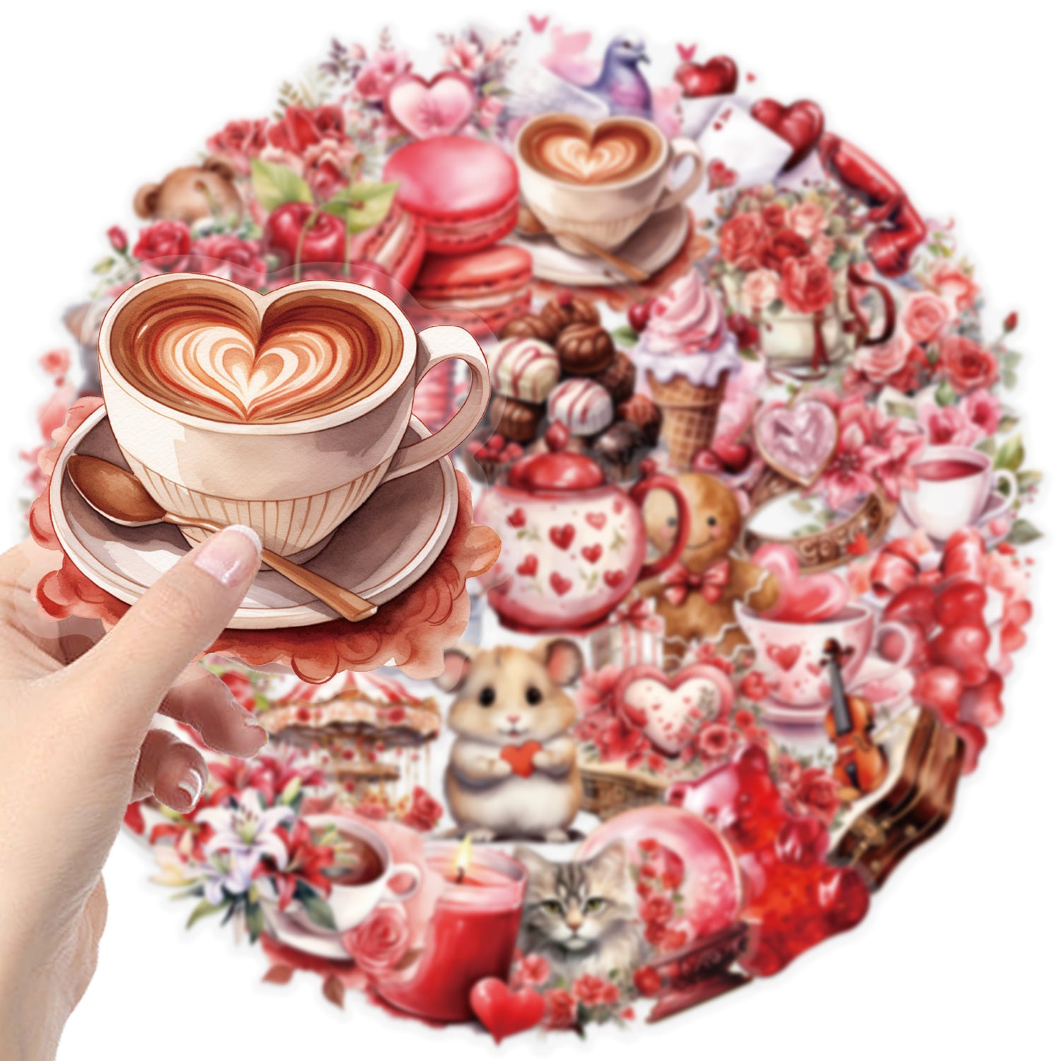 Wholesale 50pcs Valentine' s Day Romantic Love DIY Cartoon Stickers