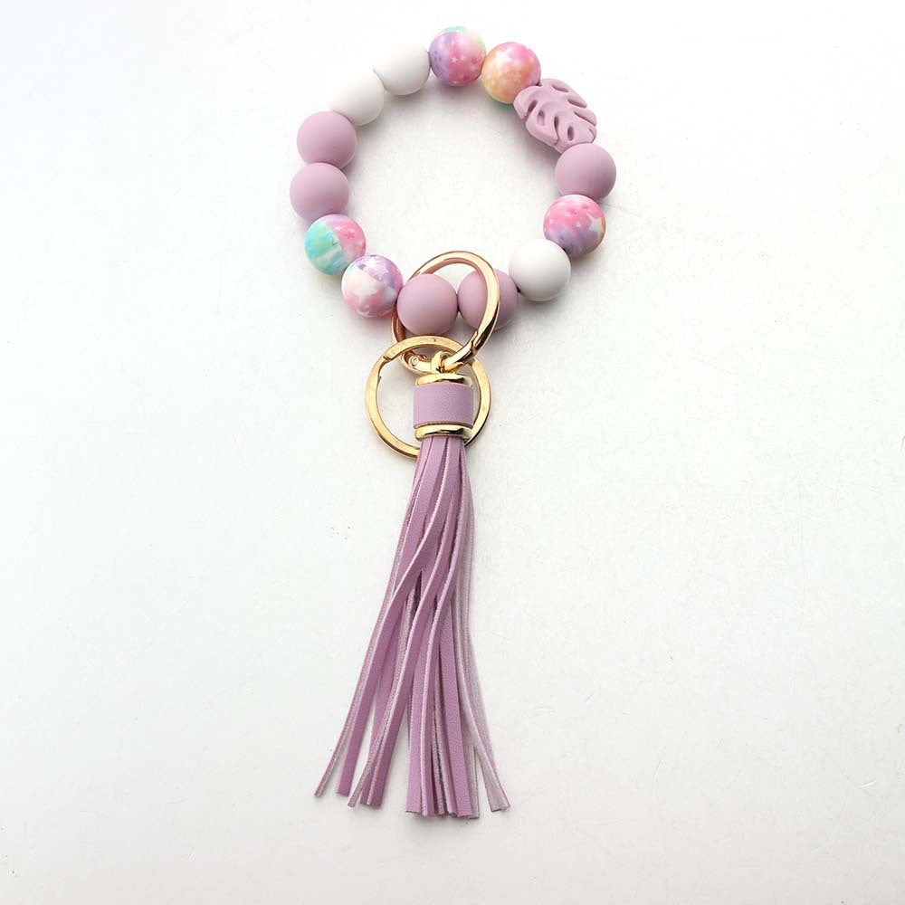 Wholesale Handmade Silicone Bead Monstera Leaf Bracelet Keychain Bag Charm