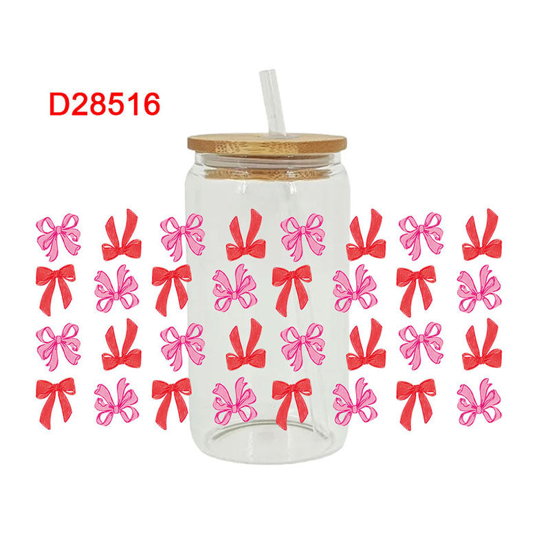Wholesale Pink minimalist bow 16oz Cup UV DTF Wraps