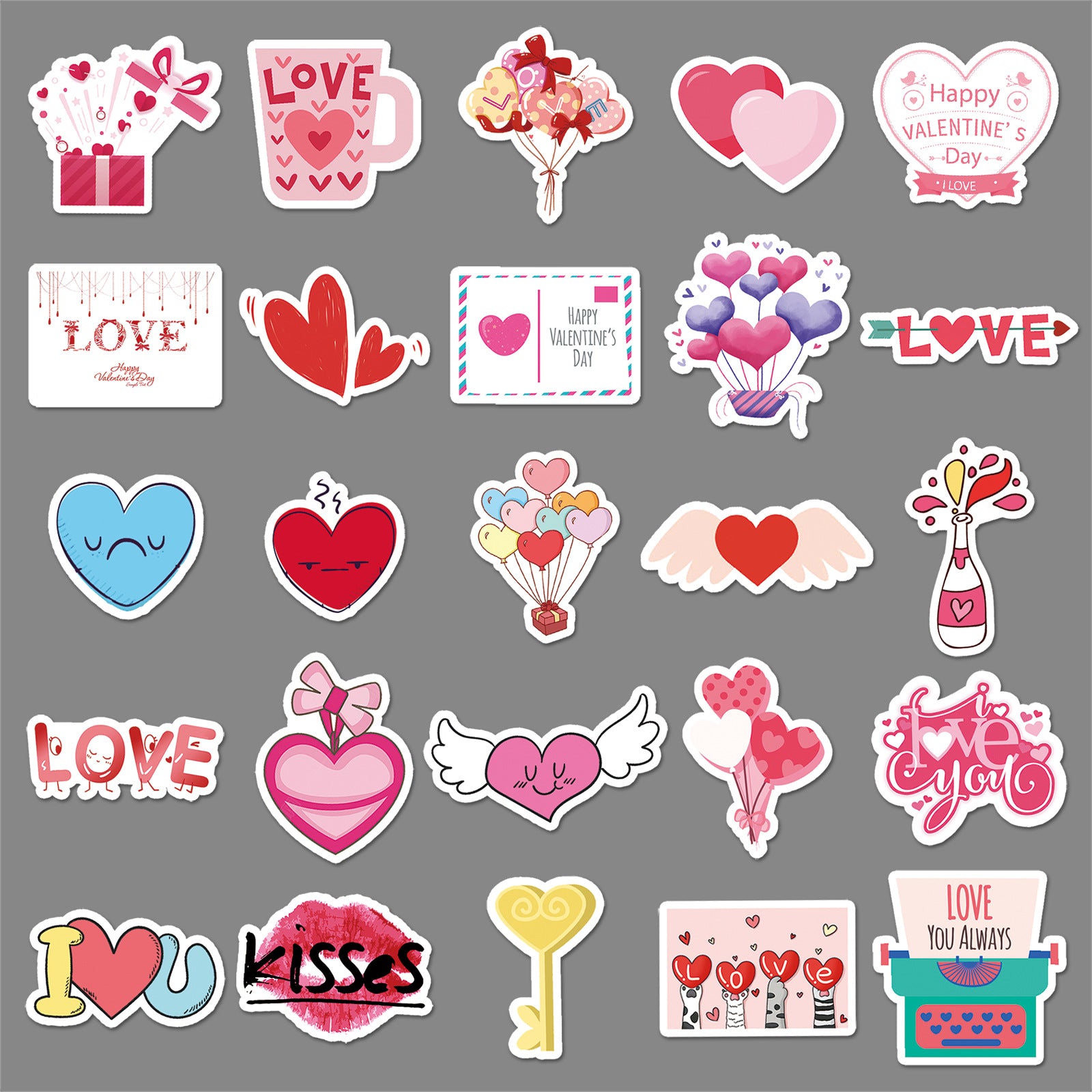 Wholesale 50pcs Valentine' s Day Colorful Love Waterproof Vinyl Stickers
