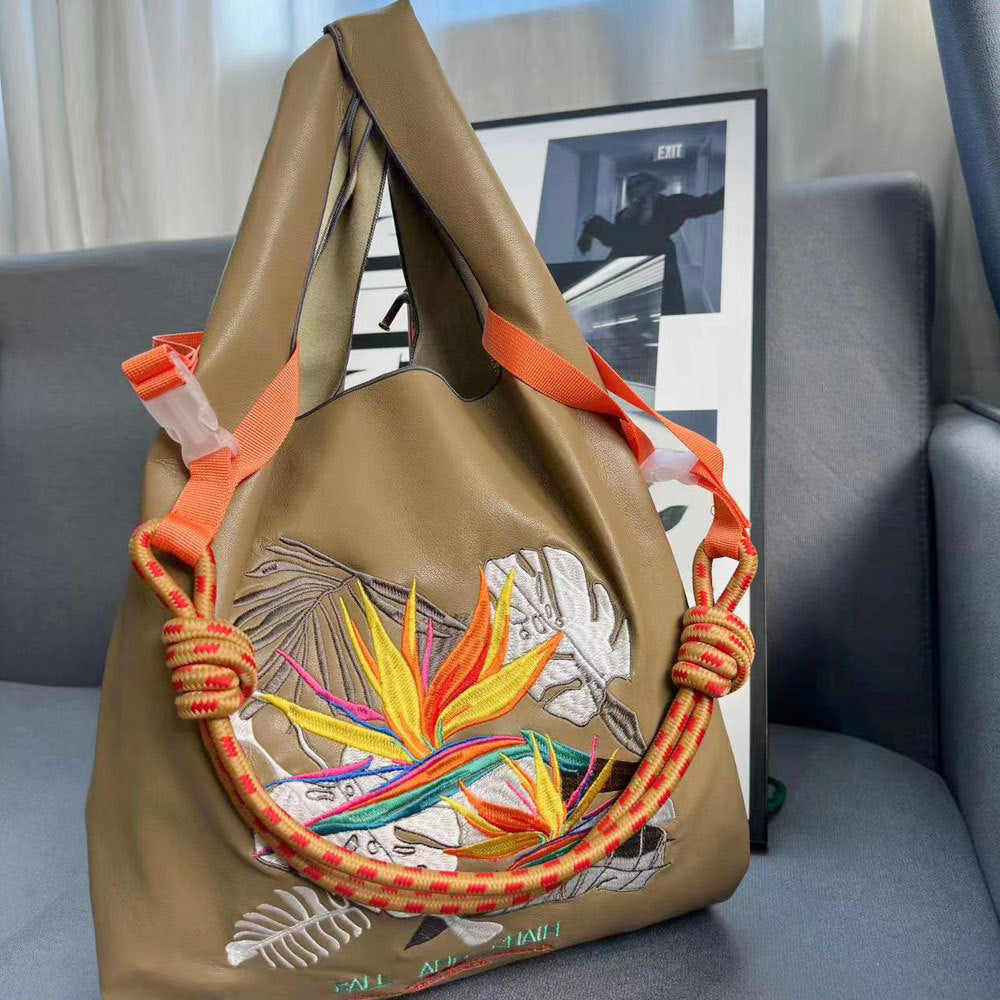 Wholesale Winter Leather Embroidered Shopping Bag Shoulder Bag