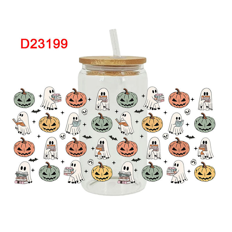 Wholesale Pumpkin Ghost Halloween 16oz Cup UV DTF Wraps