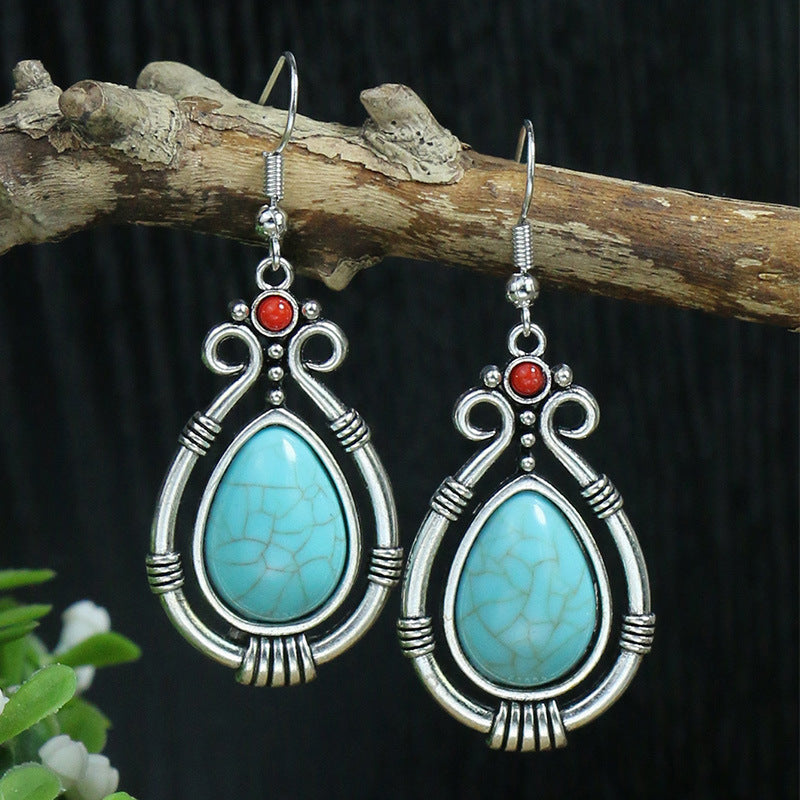 Wholesale Bohemian Fashion Teardrop Shape Vintage Long Earrings