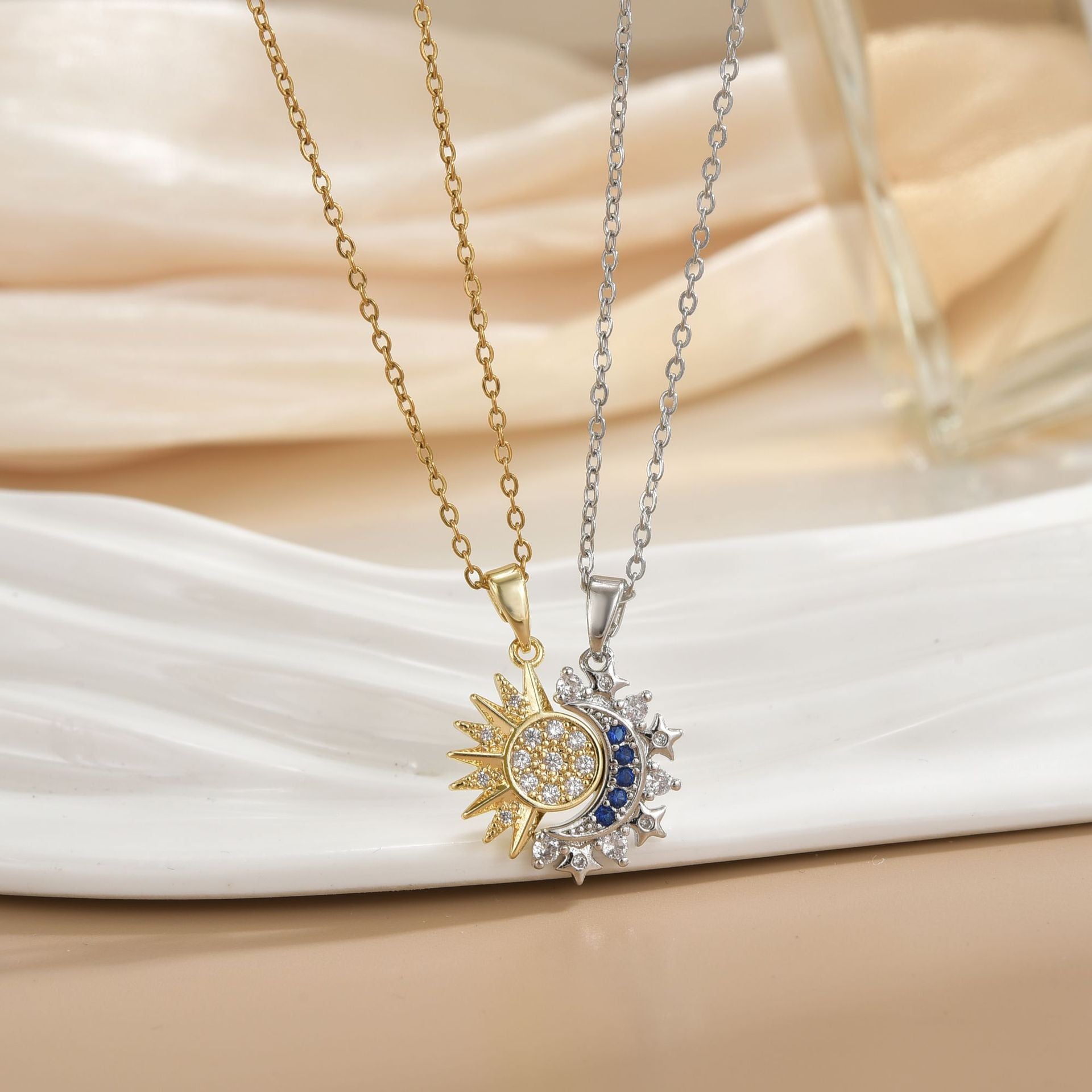 Wholesale Magnetic Sun Moon Titanium Steel Necklace