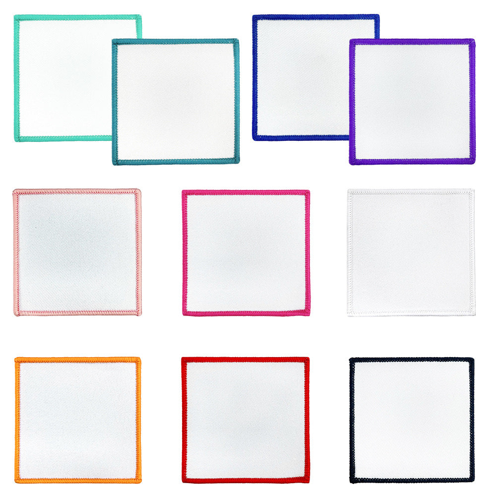 Wholesale Polyester Square Embroidered Badge Blank DIY Cloth Patch 10 Piece Hot Melt Glue For Shoes Hats Boutique Accessory