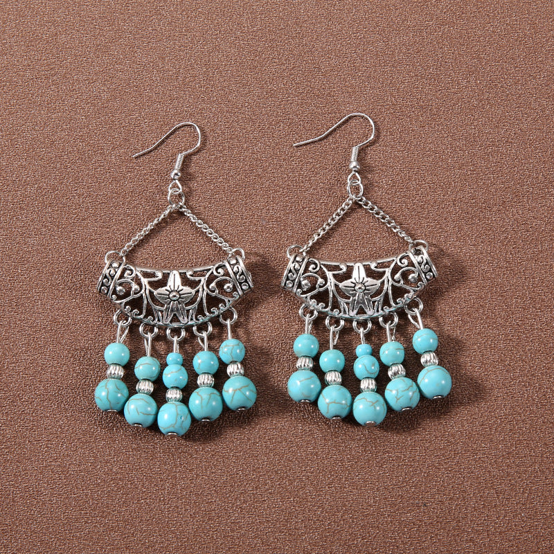 Wholesale Bohemian Tassel Turquoise Vintage Earrings