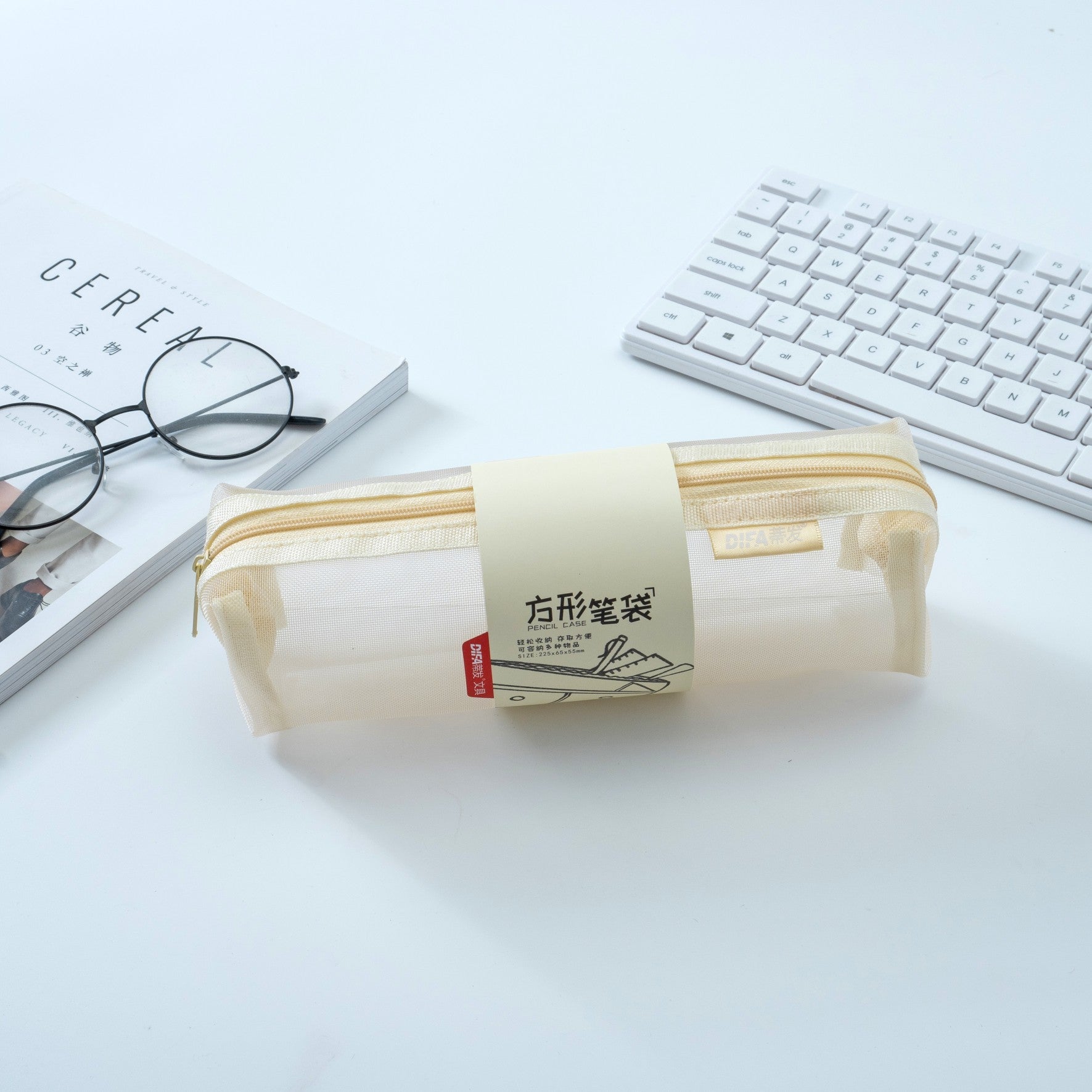 Wholesale EVA Transparent Mesh Square Stationery Bag