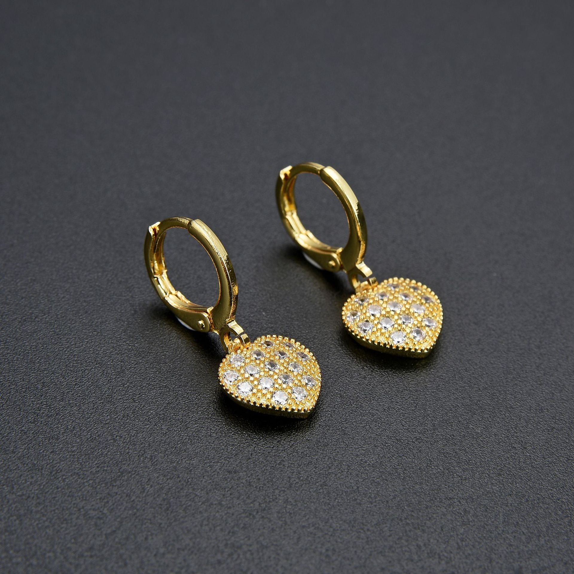 Wholesale Valentine's Day Diamond Zircon Heart Earrings