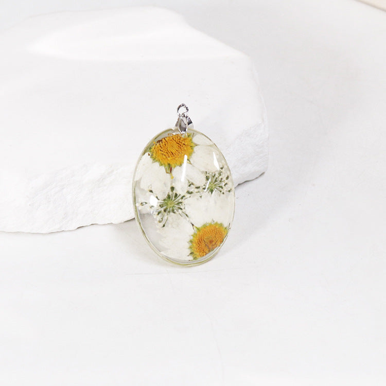 Wholesale 6pcs Resin Dried Flower Real Flower Pendant Necklace Earring Accessories