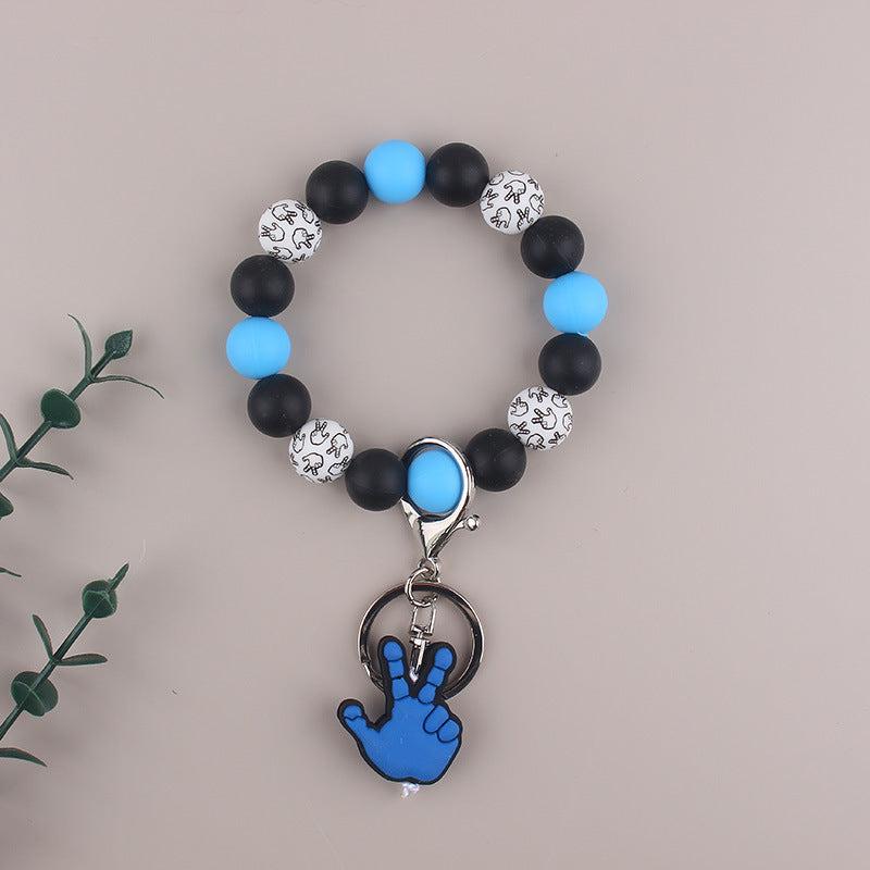 Wholesale Men's Gesture Keychain Silicone Bead Bracelet