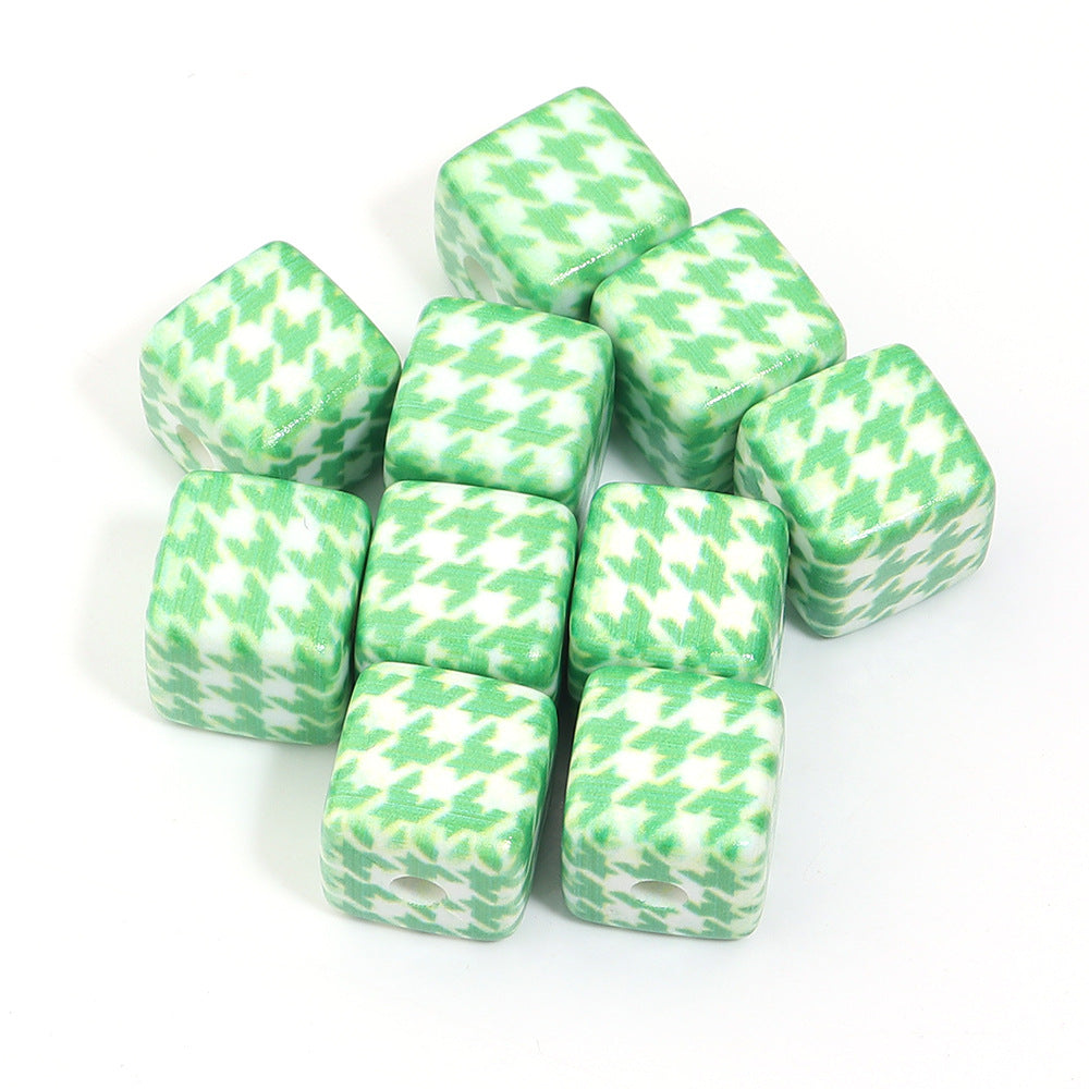 Wholesale 10pcs Printed Square Starry Sky Acrylic Beads