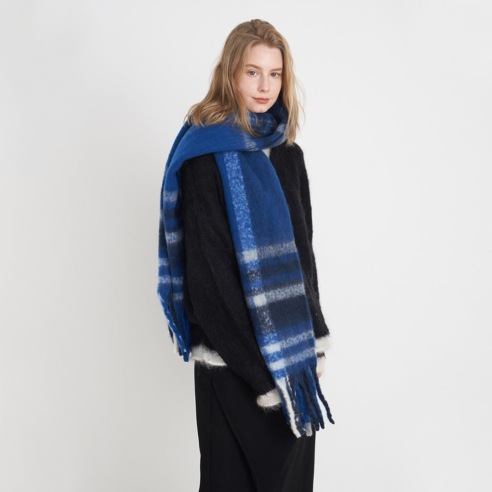 Wholesale Vintage Imitation Cashmere Plaid Winter Warm Scarf
