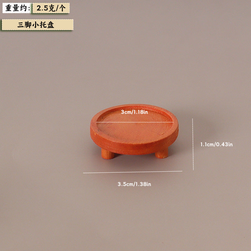 Wholesale Miniature simulation wooden brown round table Doll Accessories
