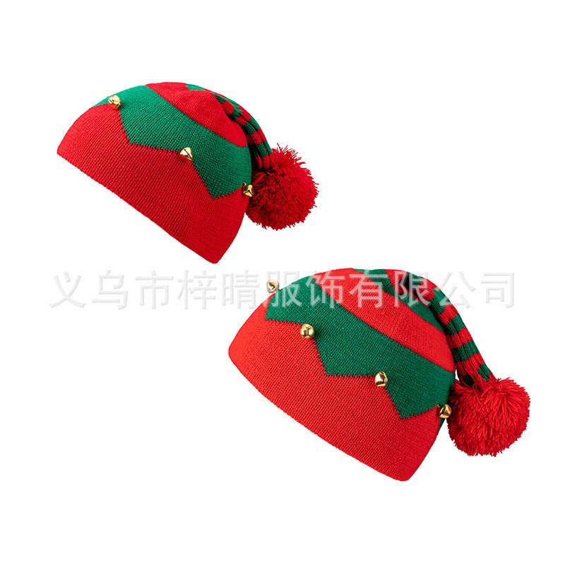 Wholesale Autumn and Winter Christmas Halloween Bell Parent-kid Knitted Striped Beanie