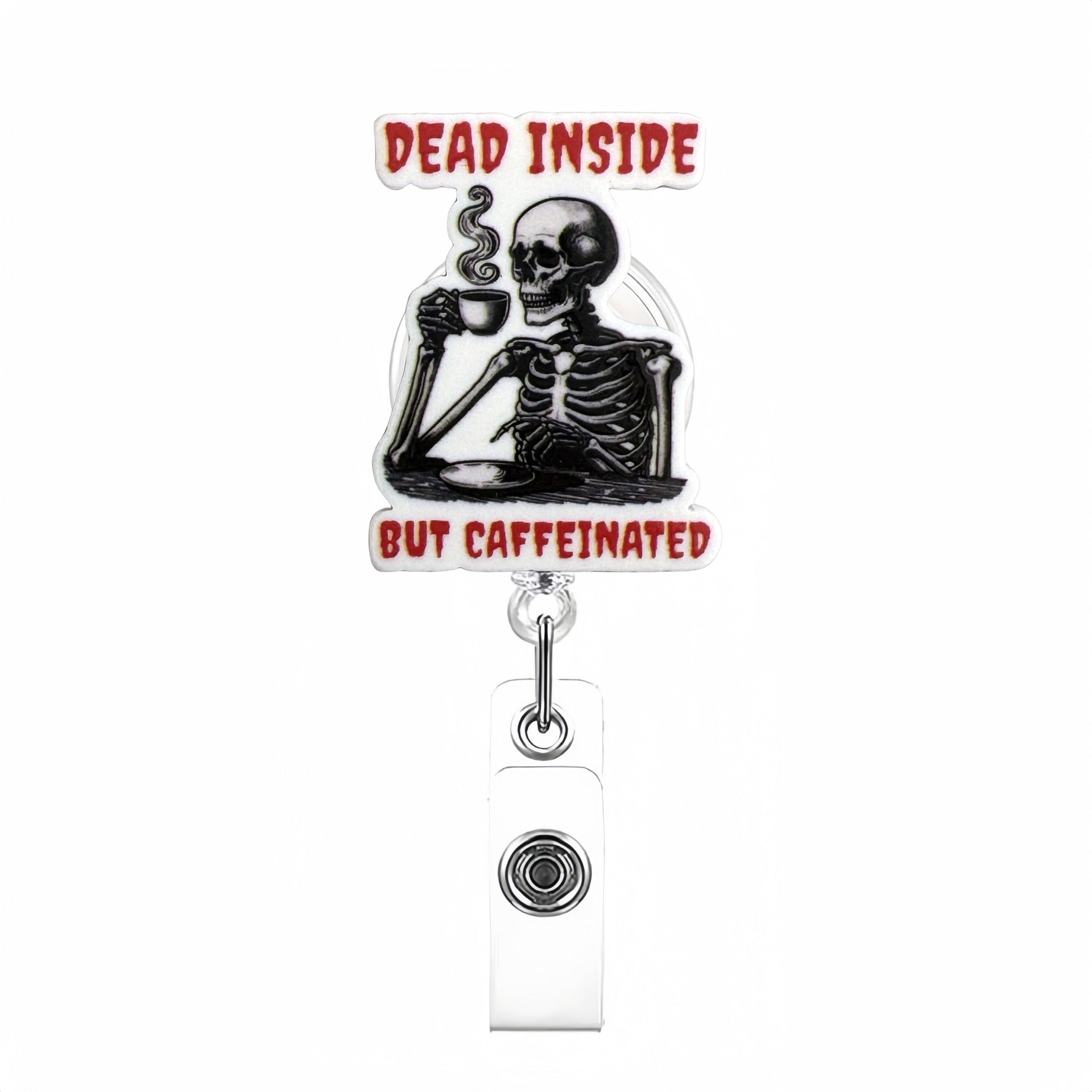 Wholesale Blackened Skeleton Medical Easy Pull Buckle  Badge Reels