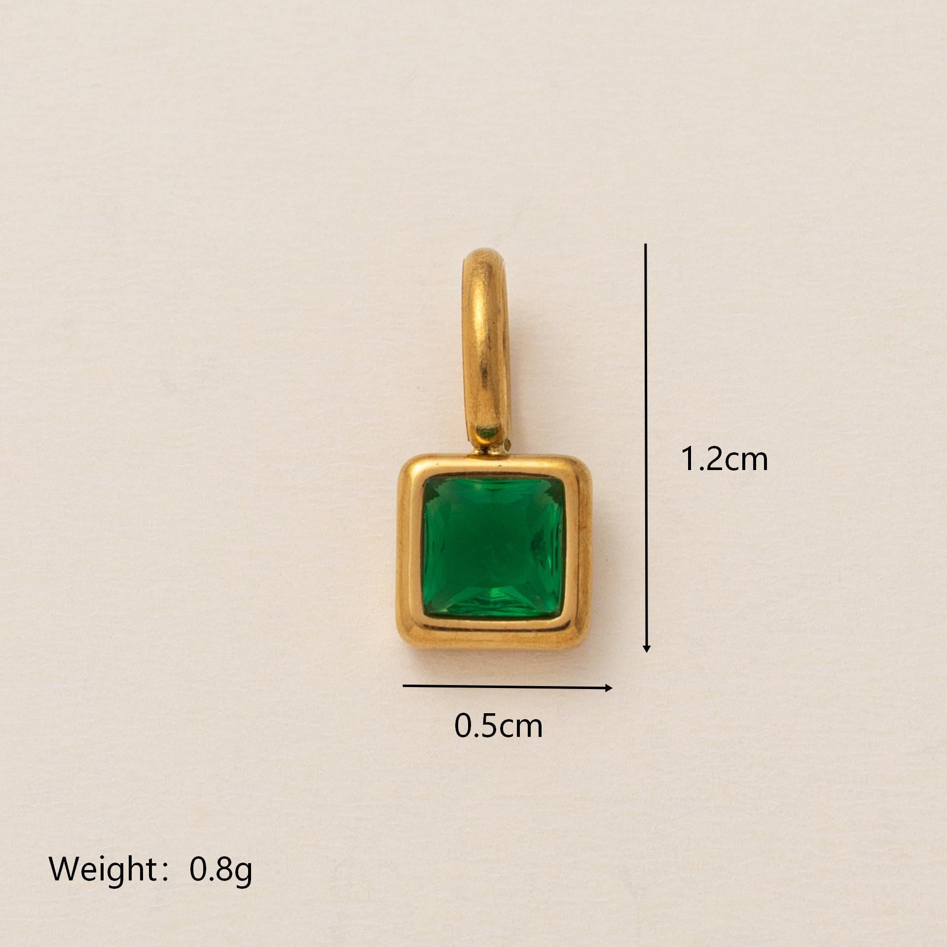 Wholesale Titanium Steel Geometric 12 Birthstone Colorful Zircon Pendant Necklace DIY Jewelry Accessory Gift For Women