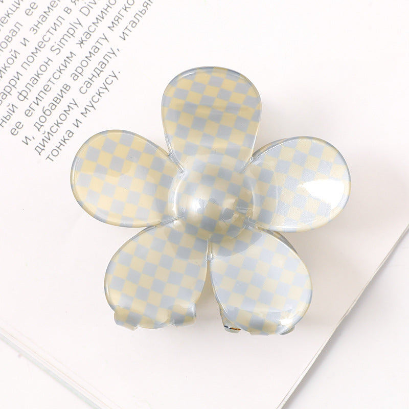 Wholesale Checkered Flower Colored Acrylic Hair Clips