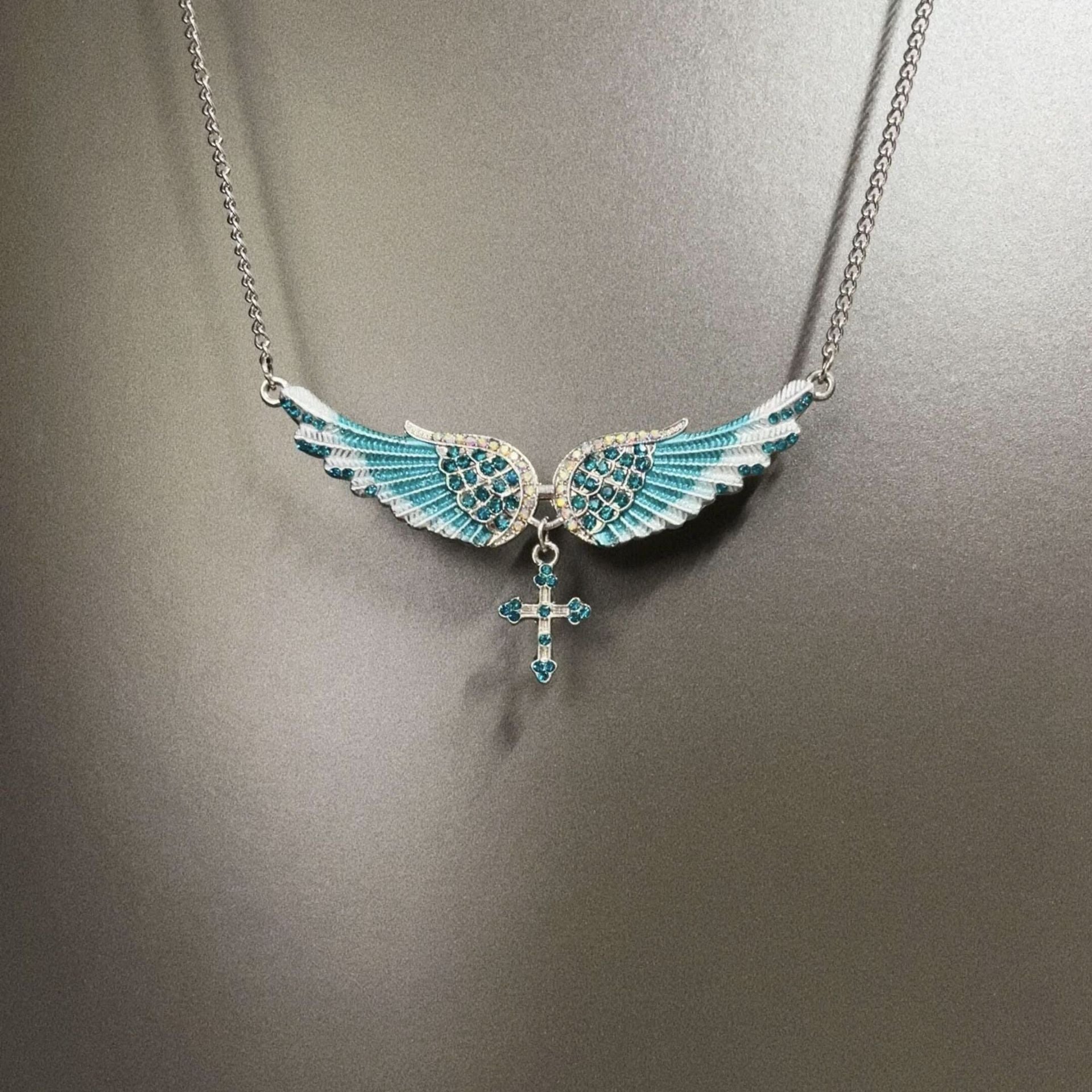 Wholesale Color printed card cross moon cartoon cat necklace