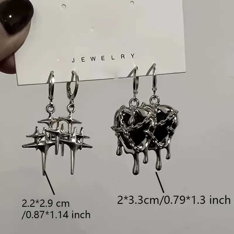 Wholesale Gothic liquid heart-shaped pendant earrings