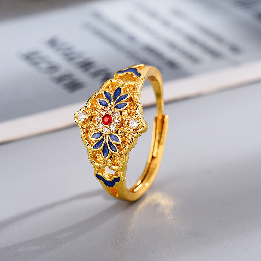 Wholesale Water Shell Inlay Autumn and Winter Trend Fashion Niche Design Light Luxury High-end Open Rings