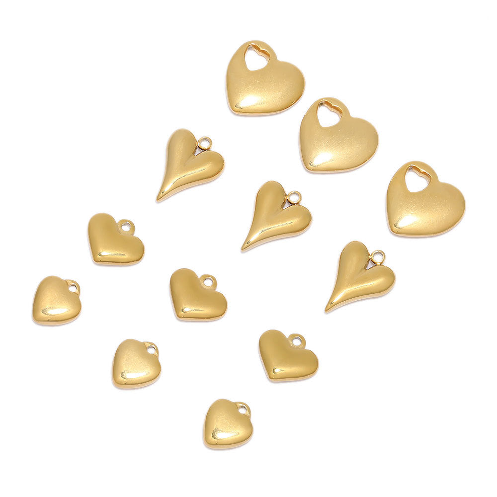 Wholesale 5PCS/PACK Stainless Steel Three-dimensional Peach Heart Small Pendant DIY Jewelry Pendant