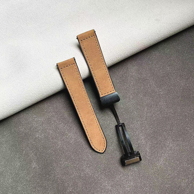 Wholesale Suitable for Major Brands of Crazy Horse Pattern Silicone Leather Strap Magnetic Buckle Pin Buckle Watch Strap